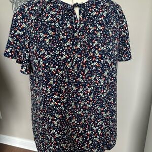 Women’s 2XL Navy Floral Blouse